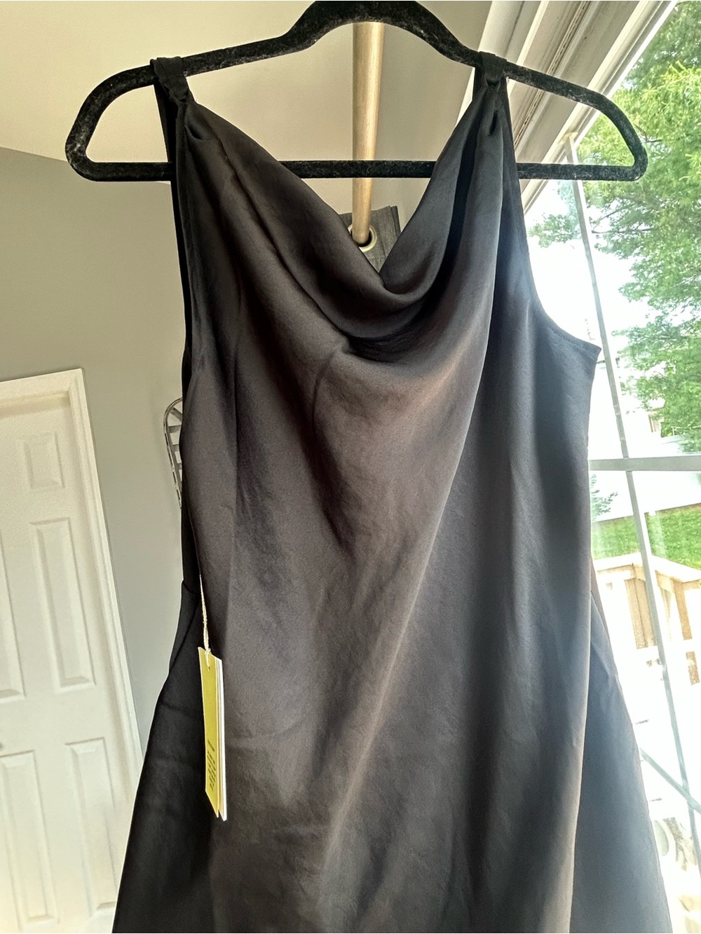 Aritzia Wilfred Black Satin Midi Dress